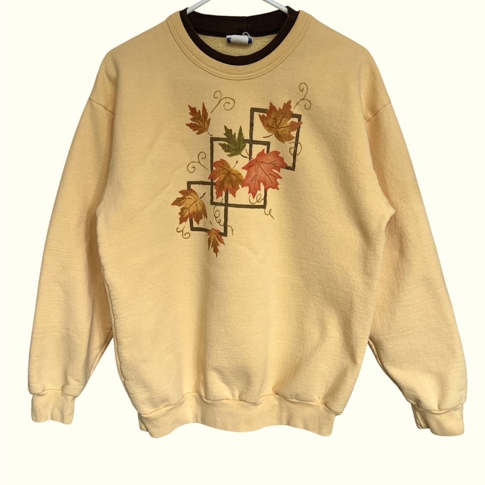 PFI Fashions Inc, Yellow and Brown Crewneck Fall Sweatshirt, L, Made in USA